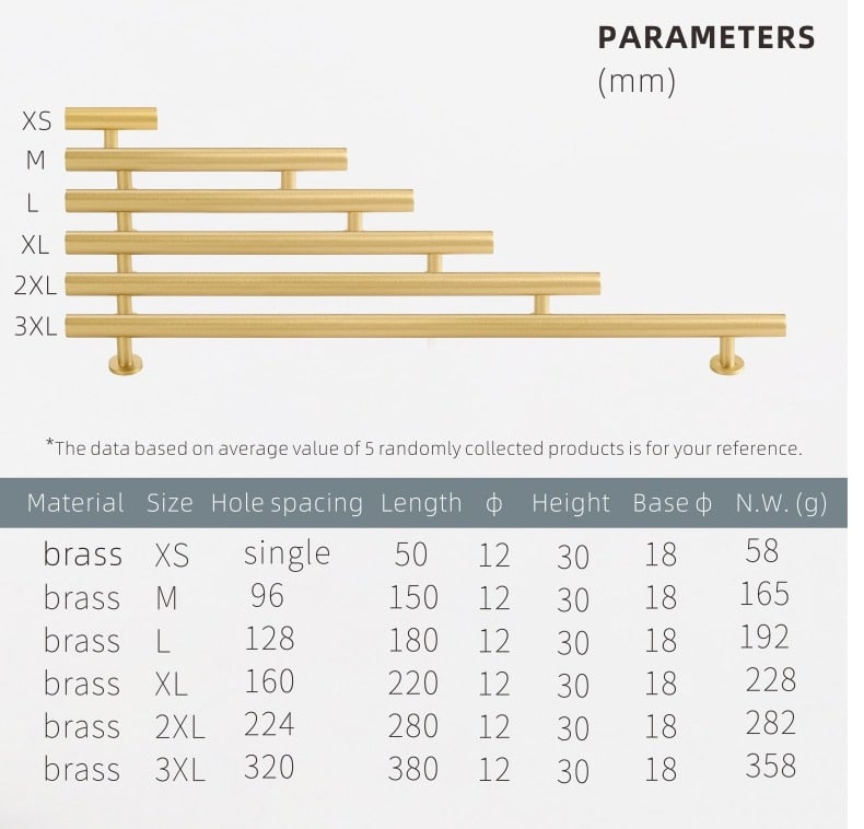 STROKKA Tiradores de latón macizo cepillado