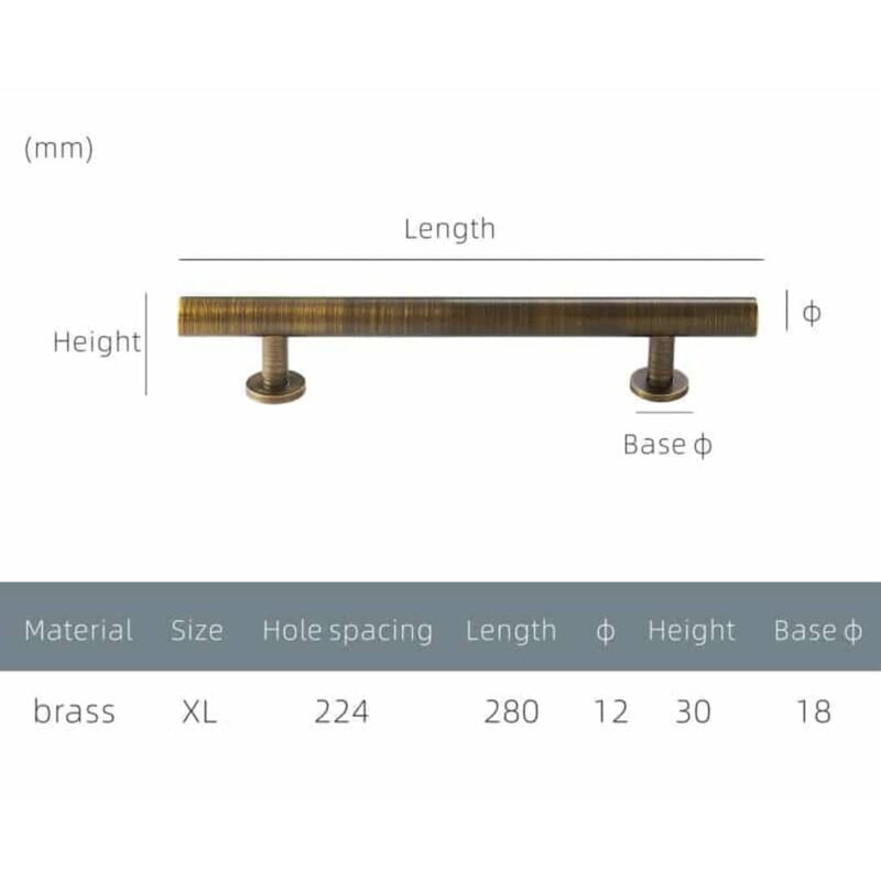 STROKKA Tiradores de latón macizo cepillado