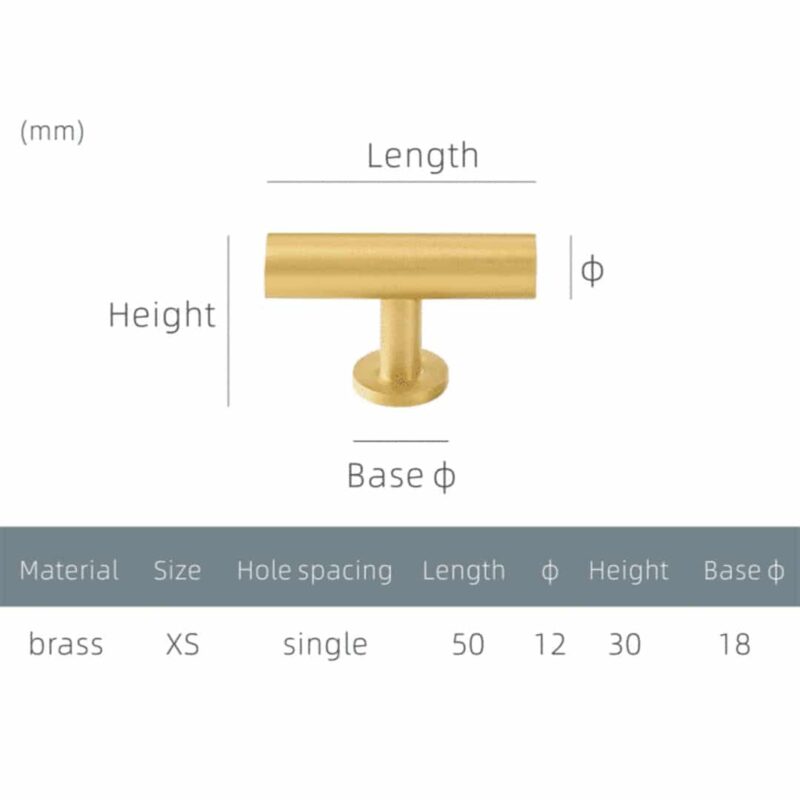 STROKKA Barres en T en laiton massif brossé