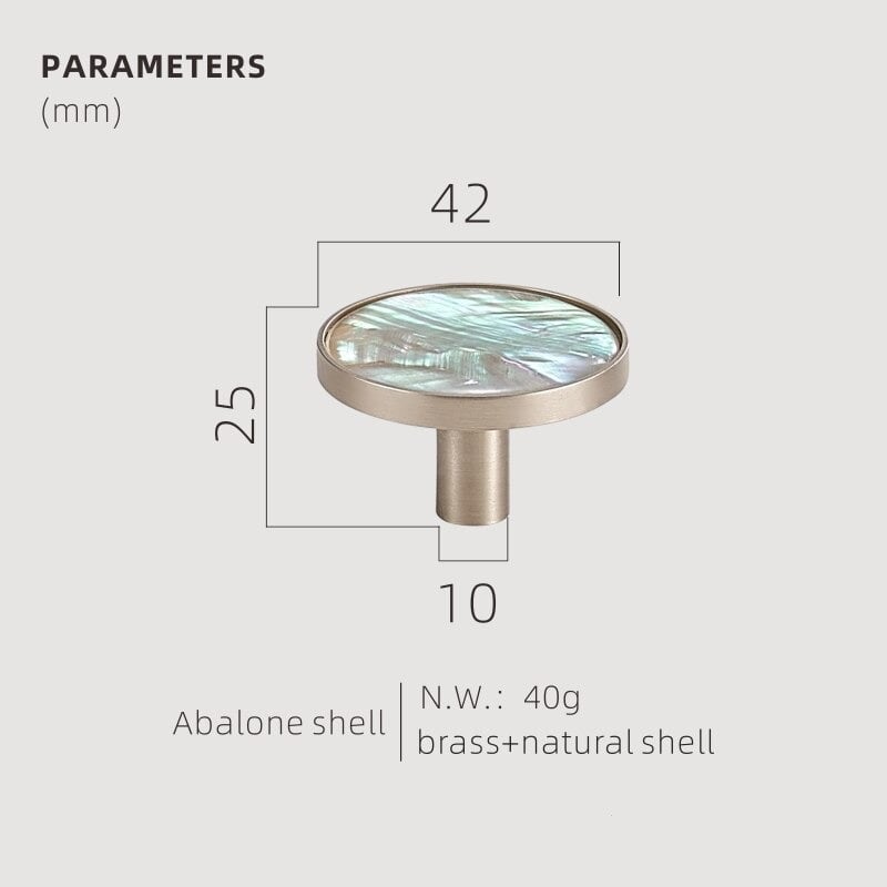 Pomos acrílicos y de concha de latón macizo TESTA