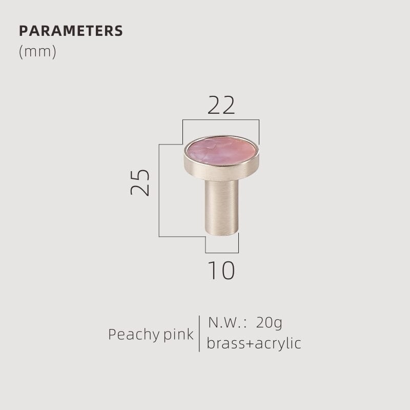 Pomos acrílicos y de concha de latón macizo TESTA