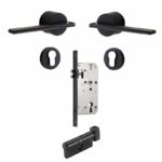 VERTO Ensemble de poignée de porte et de serrure à levier en laiton massif