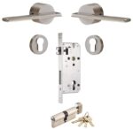 VERTO Ensemble de poignée de porte et de serrure à levier en laiton massif