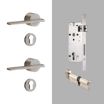 VERTO Ensemble de poignée de porte et de serrure à levier en laiton massif