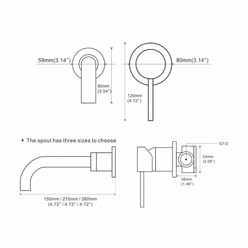 VIRTA Wall Mounted Basin Mixer Tap